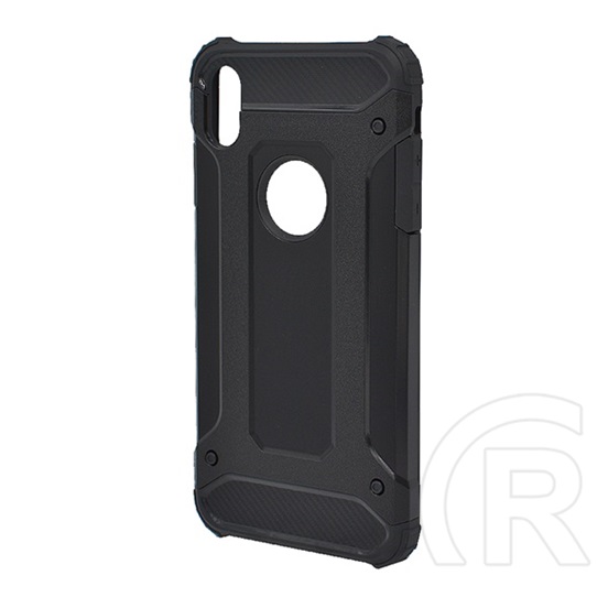 Gigapack Defender Apple iPhone XS Max 6.5" műanyag telefonvédő (közepesen ütésálló, fémhatás, logo kivágás, fekete)