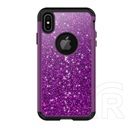 Gigapack Defender Apple iPhone XS Max 6,5" műanyag telefonvédő (közepesen ütésálló, flitteres, logó kivágás, lila)