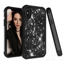 Gigapack Defender Apple iPhone XS Max 6.5" műanyag telefonvédő (közepesen ütésálló, műanyag keret, flitteres, fekete)