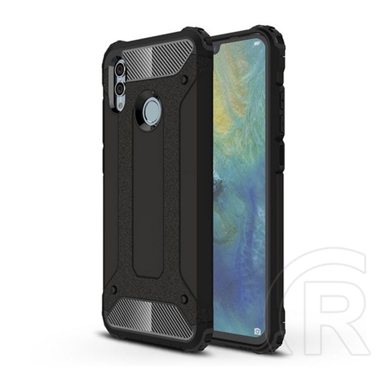 Gigapack Defender Honor 10 Lite műanyag telefonvédő (közepesen ütésálló, légpárnás sarok, fémhatás, fekete)