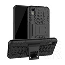 Gigapack Defender Honor 8S (2020) műanyag telefonvédő (közepesen ütésálló, kitámasztó, autógumi minta, fekete)