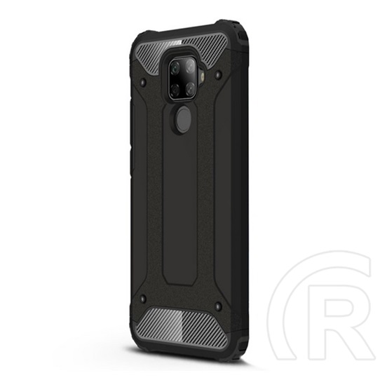 Gigapack Defender Huawei Mate 30 Lite műanyag telefonvédő (közepesen ütésálló, légpárnás sarok, fémhatás, fekete)