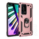 Gigapack Defender Huawei P40 műanyag (közepesen ütésálló, telefontartó gyűrű, beépített fémlemez, rozéarany)