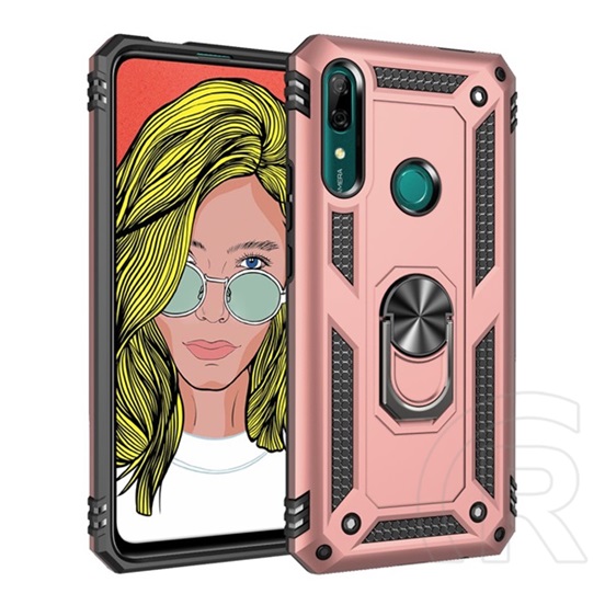Gigapack Defender Huawei P Smart Z műanyag (közepesen ütésálló, telefontartó gyűrű, beépített fémlemez, rozéarany)
