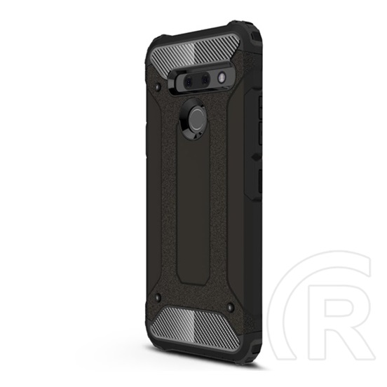 Gigapack Defender LG G8 ThinQ műanyag telefonvédő (közepesen ütésálló, légpárnás sarok, fémhatás, fekete)