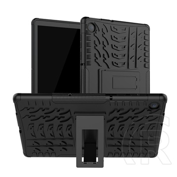 Gigapack Defender Lenovo Tab M10 műanyag telefonvédő (közepesen ütésálló, kitámasztó, autógumi minta, fekete)