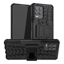 Gigapack Defender Realme 8 műanyag telefonvédő (közepesen ütésálló, kitámasztó, autógumi minta, fekete)