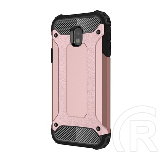 Gigapack Defender Samsung Galaxy J3 2017 műanyag telefonvédő (közepesen ütésálló, légpárnás sarok, fémhatás, rozéarany)