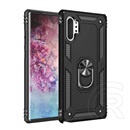 Gigapack Defender Samsung Galaxy Note 10+ műanyag (közepesen ütésálló, telefontartó gyűrű, beépített fémlemez, fekete)