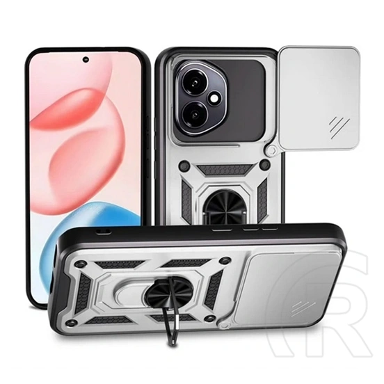 Gigapack Defender szilikon telefonvédő (ütésálló, tartógyűrű, kameravédő, mágnes, TPU, ezüst)