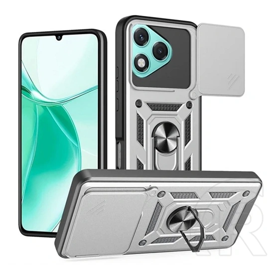 Gigapack Defender szilikon telefonvédő (ütésállóság, tartógyűrű, kameravédő, ezüst)