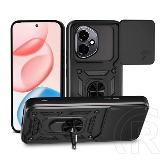 Gigapack Defender szilikon telefonvédő (ütésállóság, tartógyűrű, kameravédő, fekete)