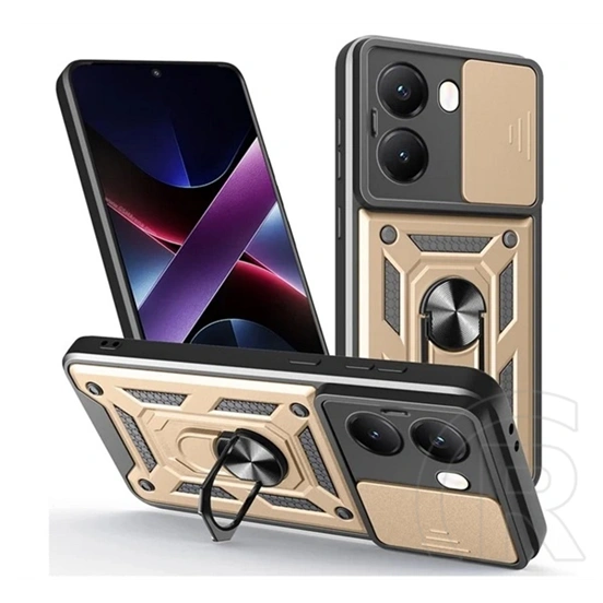 Gigapack Defender szilikon telefonvédő (ütésállóság, tartógyűrű, kameravédő, mágneses tartó, arany)