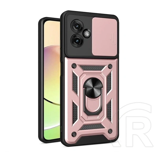 Gigapack Defender szilikon telefonvédő (ütésállóság, tartógyűrű, kameravédő, mágneses tartó, forgó támaszték, rozéarany)