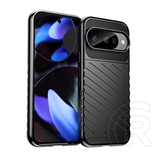 Gigapack Google Pixel 10  szilikon telefonvédő (ütésállóság, csíkos, dombor minta) fekete