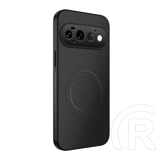 Gigapack Google Pixel 11 Pro szilikon telefonvédő (műanyag hátlap, karbon minta, mágneses) fekete
