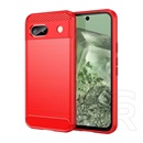Gigapack Google Pixel 8a szilikon telefonvédő (ütésállóság, légpárnás sarok, szálcsiszolt, karbon minta) piros
