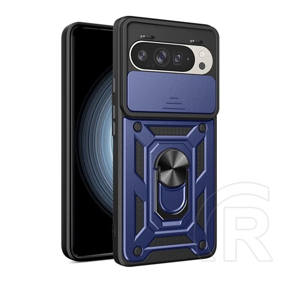 Gigapack Google Pixel 9 Pro  defender műanyag telefonvédő (ütésállóság, szilikon belső, tartógyűrű, kameravédő) sötétkék