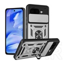 Gigapack Google Pixel 9a defender szilikon telefonvédő (ütésállóság, tartógyűrű, kameravédő) ezüst