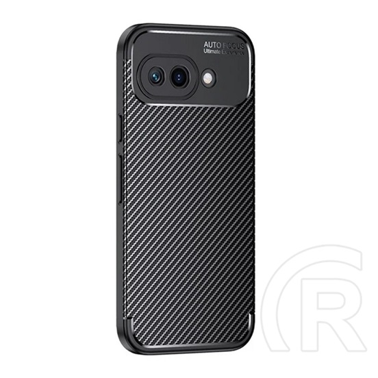 Gigapack Google Pixel 9a szilikon telefonvédő (ütésállóság, légpárnás sarok, karbon minta) fekete