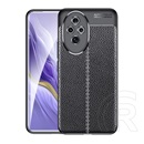Gigapack Honor 200  szilikon telefonvédő (ütésállóság, bőr hatású, varrás minta) fekete