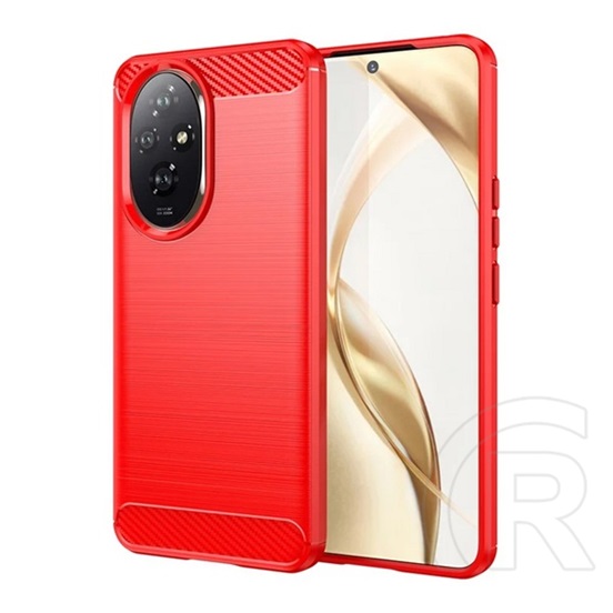 Gigapack Honor 200  szilikon telefonvédő (ütésállóság, légpárnás sarok, szálcsiszolt, karbon minta) piros