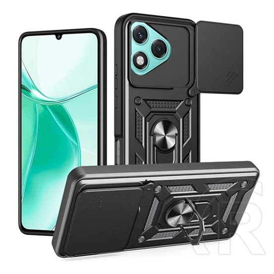 Gigapack Honor 400 Lite defender szilikon telefonvédő (ütésállóság, tartógyűrű, kameravédő) fekete