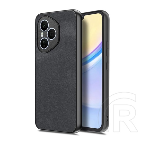 Gigapack Honor 400 Pro szilikon telefonvédő (ütésállóság, bőr hatású hátlap, kameravédő) fekete