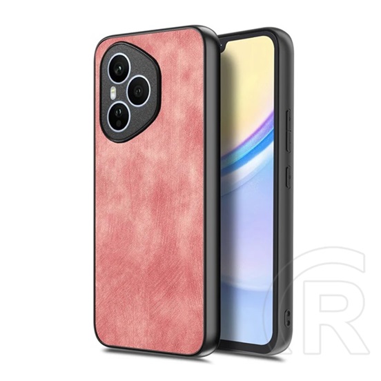 Gigapack Honor 400 Pro szilikon telefonvédő (ütésállóság, bőr hatású hátlap, kameravédő) rózsaszín