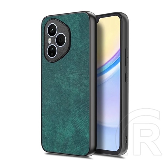 Gigapack Honor 400 Pro szilikon telefonvédő (ütésállóság, bőr hatású hátlap, kameravédő) sötétzöld