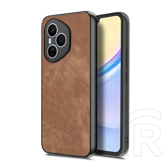 Gigapack Honor 400 Pro szilikon telefonvédő (ütésállóság, bőr hatású hátlap, kameravédő) világosbarna