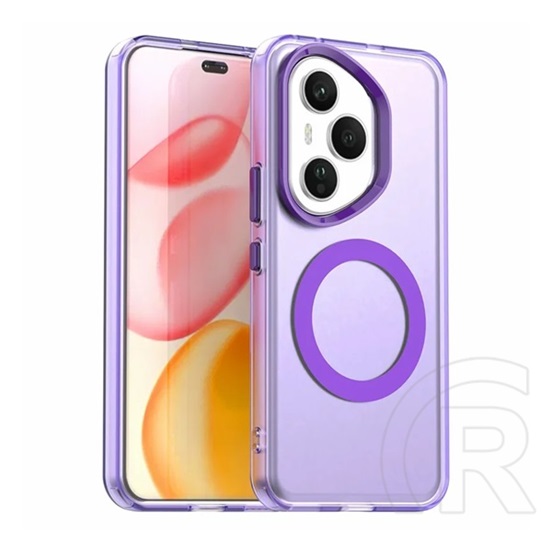 Gigapack Honor 400 Pro szilikon telefonvédő (ütésállóság, műanyag hátlap, kameravédő, magsafe) lila