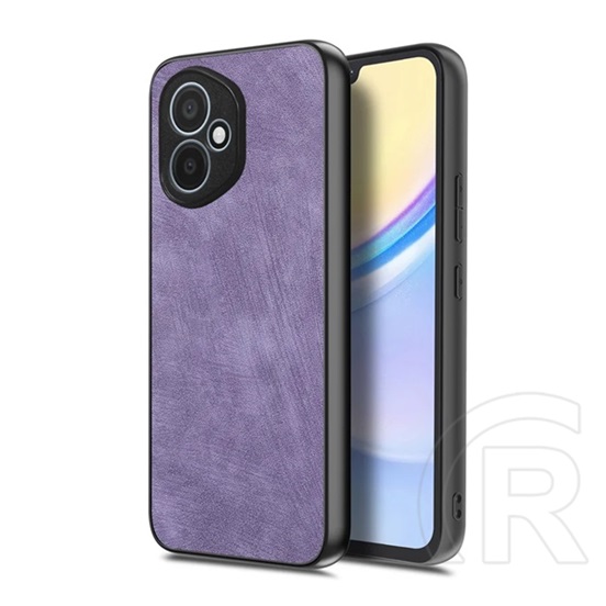 Gigapack Honor 400 szilikon telefonvédő (ütésállóság, bőr hatású hátlap, kameravédő) lila