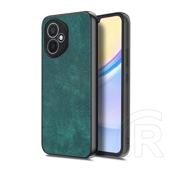 Gigapack Honor 400 szilikon telefonvédő (ütésállóság, bőr hatású hátlap, kameravédő) sötétzöld