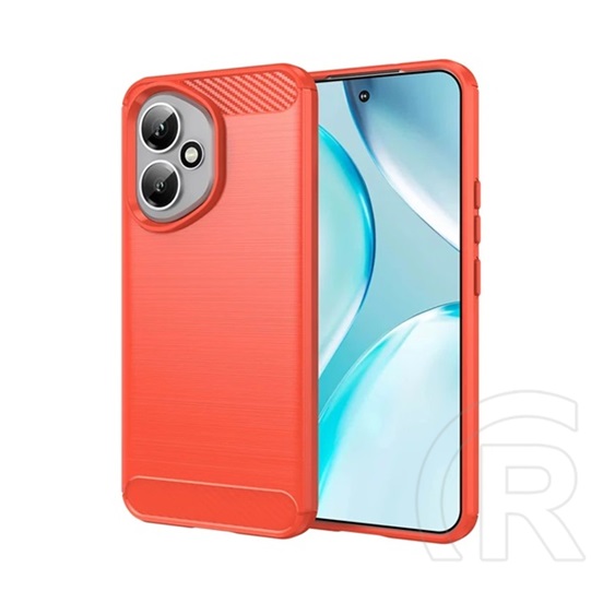 Gigapack Honor 400 szilikon telefonvédő (ütésállóság, légpárnás sarok, szálcsiszolt, karbon minta) piros