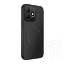 Gigapack Honor 600 Lite szilikon telefonvédő (műanyag hátlap, karbon minta, mágneses) fekete