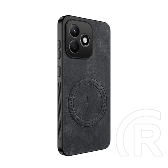 Gigapack Honor 600 Lite szilikon telefonvédő (nappa bőr hátlap, légpárnás sarok, magsafe) fekete