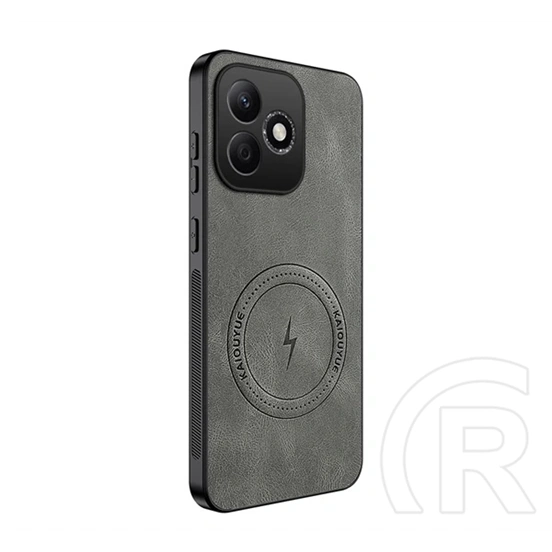 Gigapack Honor 600 Lite szilikon telefonvédő (nappa bőr hátlap, légpárnás sarok, magsafe) sötétszürke