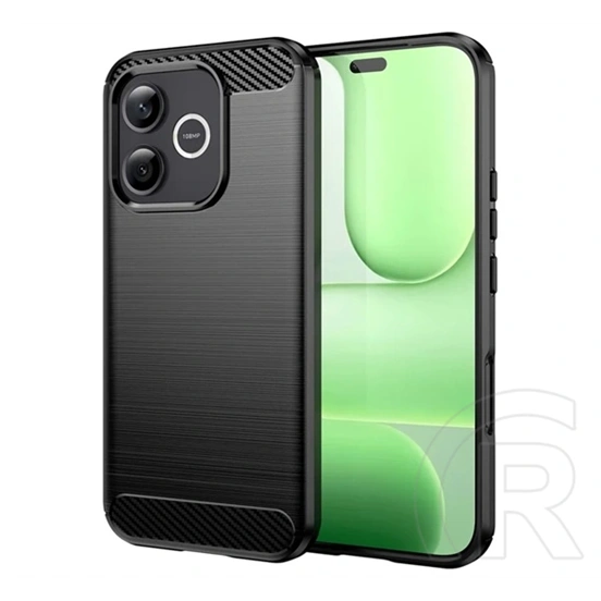 Gigapack Honor 600 Lite szilikon telefonvédő (ütésállóság, légpárnás sarok, szálcsiszolt, karbon minta) fekete