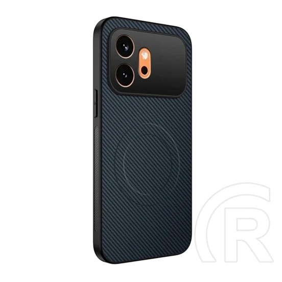 Gigapack Honor 600 szilikon telefonvédő (műanyag hátlap, karbon minta, mágneses) sötétkék
