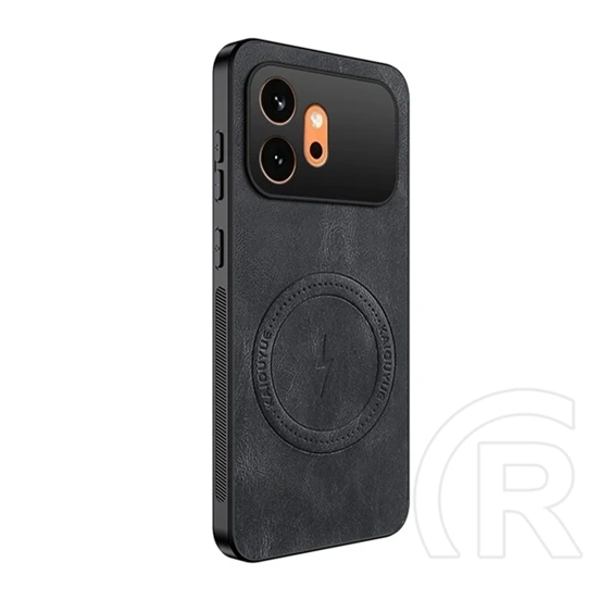 Gigapack Honor 600 szilikon telefonvédő (nappa bőr hátlap, légpárnás sarok, magsafe) fekete