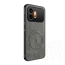 Gigapack Honor 600 szilikon telefonvédő (nappa bőr hátlap, légpárnás sarok, magsafe) sötétszürke