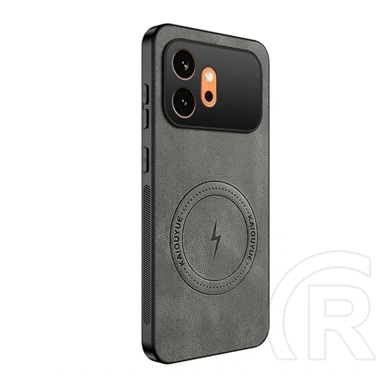 Gigapack Honor 600 szilikon telefonvédő (nappa bőr hátlap, légpárnás sarok, magsafe) sötétszürke
