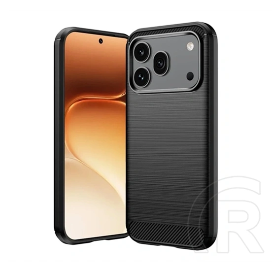 Gigapack Honor 600 szilikon telefonvédő (ütésállóság, légpárnás sarok, szálcsiszolt, karbon minta) fekete