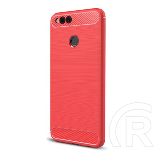 Gigapack Honor 7x Szilikon telefonvédő (légpárnás sarok, szálcsiszolt, karbon minta, piros)