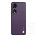 Gigapack Honor 90 5G szilikon telefonvédő (bőr hatású hátlap, kameravédő, metál dekor) lila