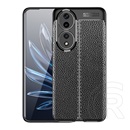 Gigapack Honor 90 5G szilikon telefonvédő (közepesen ütésálló, bőr hatású, varrás minta) fekete