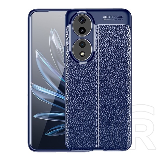 Gigapack Honor 90 5G szilikon telefonvédő (közepesen ütésálló, bőr hatású, varrás minta) sötétkék