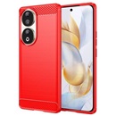Gigapack Honor 90 5G szilikon telefonvédő (közepesen ütésálló, légpárnás sarok, szálcsiszolt, karbon minta) piros