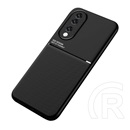 Gigapack Honor 90 5G védő ( keret, közepesen ütésálló, beépített fémlemez, bőr hatású hátlap, csíkos minta) fekete
